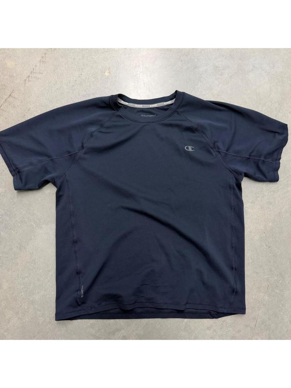 Y2K Mens Champion Gray Workout Drifit Logo Tee Sized Large